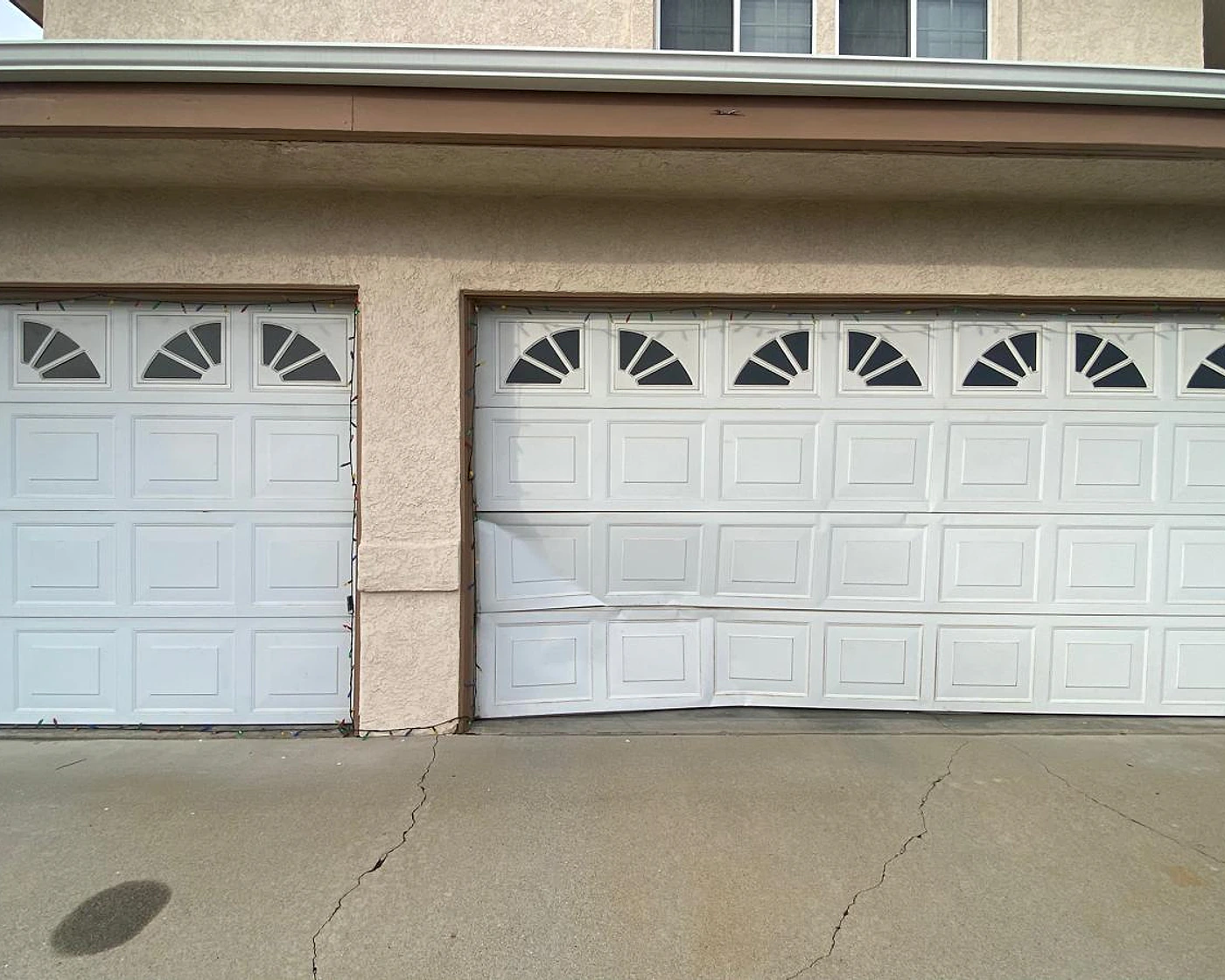 Before: old worn garage door