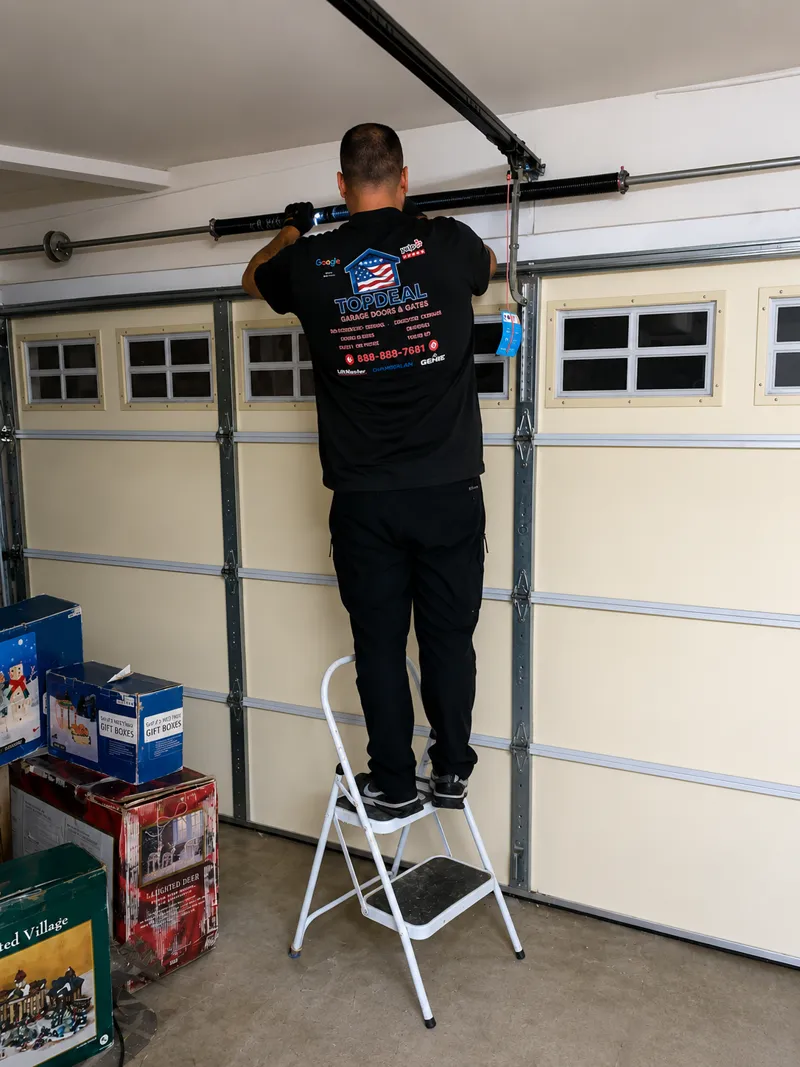 TopDeal technician on emergency garage door call