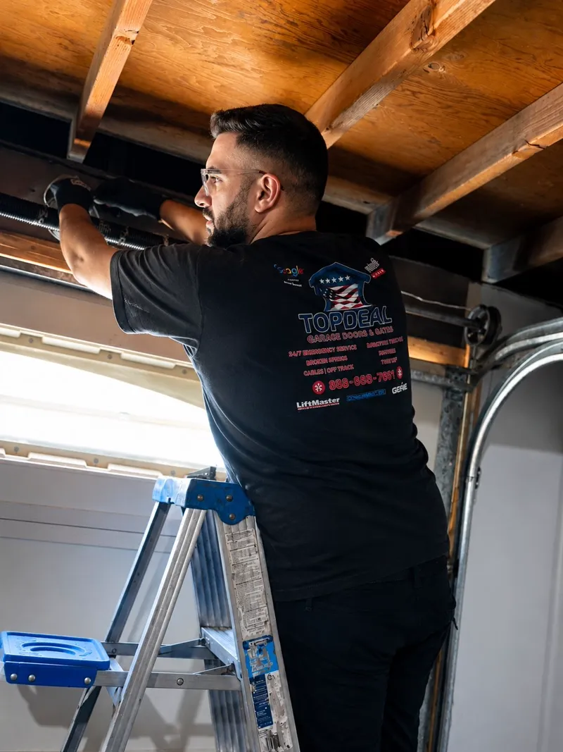 TopDeal garage door technician on the job