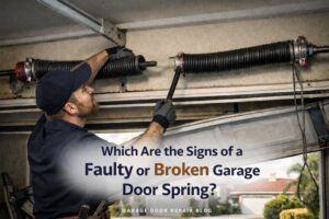 garage door technician fixing Broken Garage Door Spring